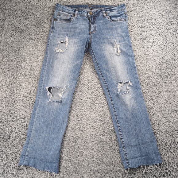 KUT From The Kloth Jeans Women 10 Blue Mid Rise Stretch Denim Casual Distressed - Picture 3 of 10
